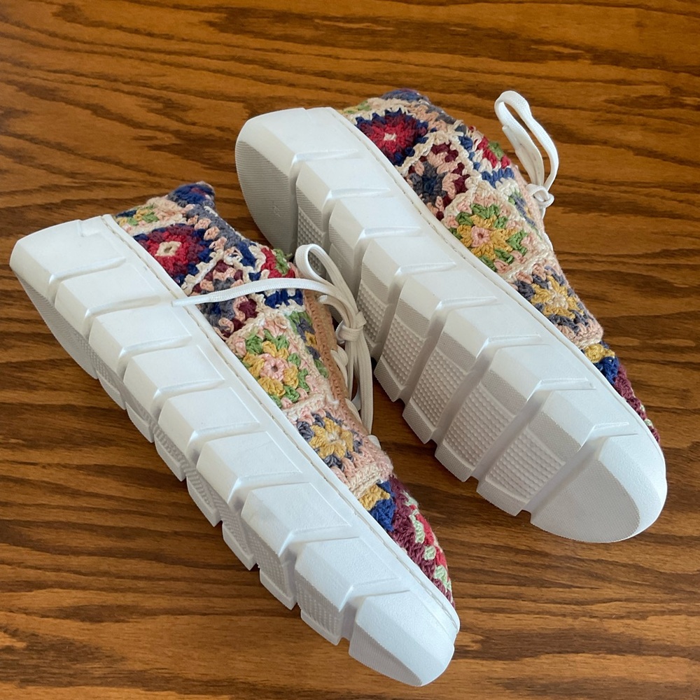 NWOT Free People Catch Me If You Can Crocheted Platform Sneakers, Sz 38 … - Picture 6 of 11
